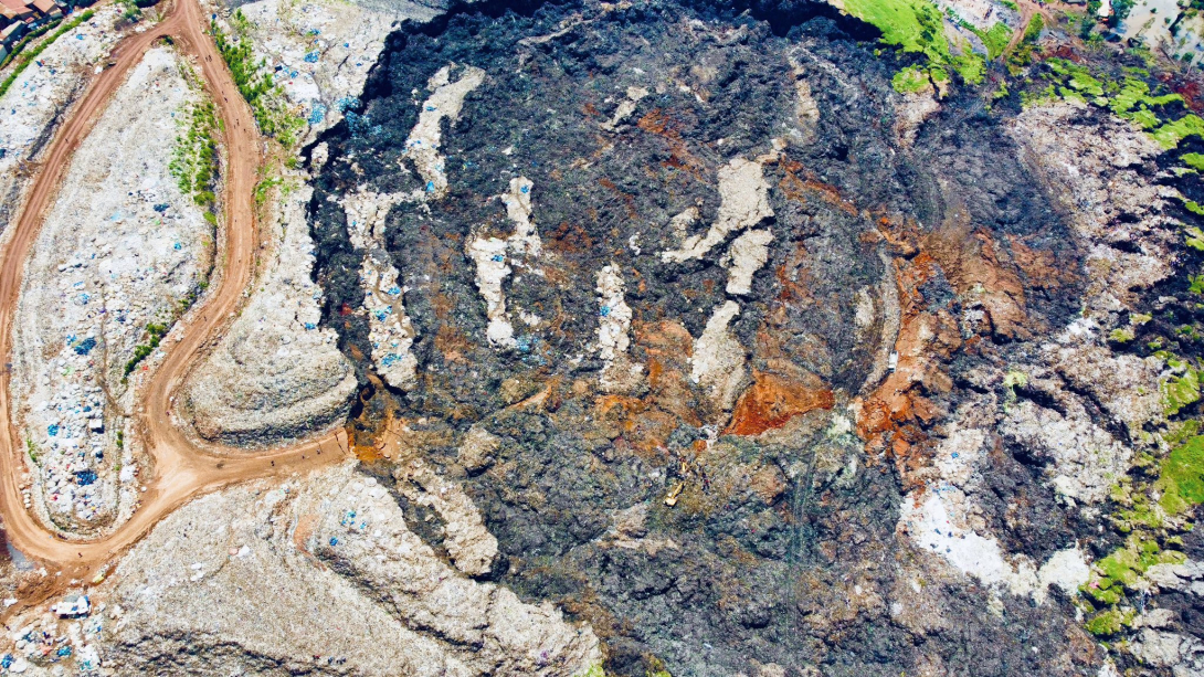 An aerial view of the landfill in Kiteezi