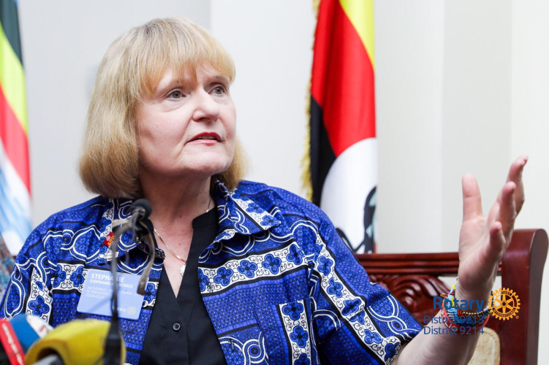 President Stephanie Addressing a Press Conference in Entebbe 